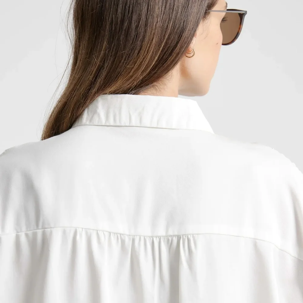 NWOT Quince Vintage Wash Tencel Camp Shirt. White. XS‎